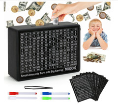 Cash Vault Wooden Money Box Money Savings Challenge Box with Saving Targets Coin