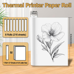 8 Rolls Thermal Paper 8.5’’ X 11’’ White for Thermal Printer, Rolls for A285M