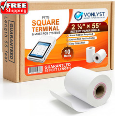 Square Terminal Paper Rolls 2 1/4″ X 55′ – BPA Free Thermal Receipt Paper for S