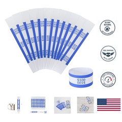 Effortless Bill Organization: Blue $100 Currency Straps – 7.5 x 1.15 Inches