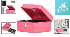 Elegant Pink Portable Cash Box with Key Lock – Perfect for Organizing Valuables