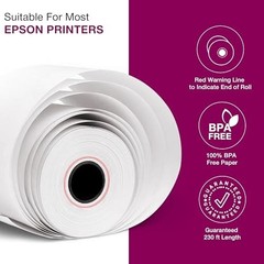 Thermal Paper Receipt Rolls 3 1/8 x 230mm for Epson Printers – Pack of 10