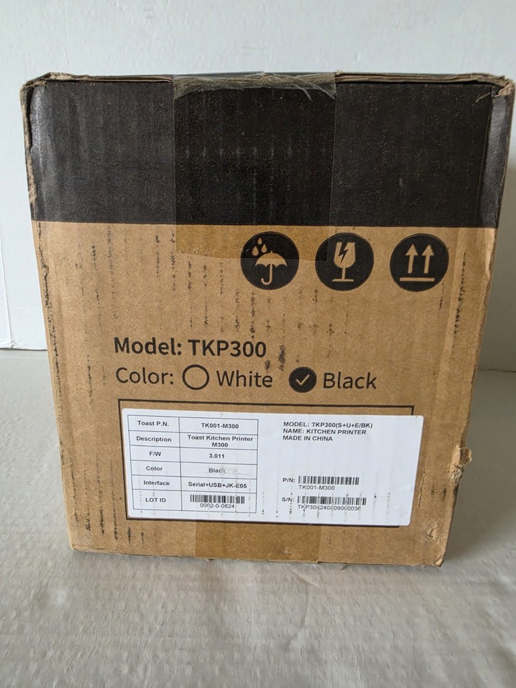 Toast TKP300 POS Kitchen Receipt Printer Serial USB JK Ethernet Black NIB