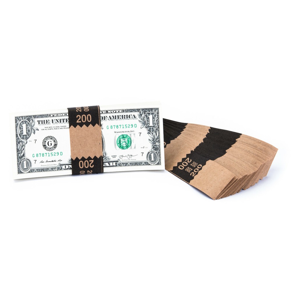Natural Kraft Saw-Tooth $200 Currency Band (1,000)