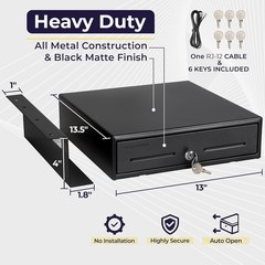 13 Electronic Cash Register Drawer with under Counter Mounting Metal Bracket…