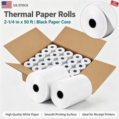 Premium 50 Rolls Thermal Receipt Paper 2-1/4″x50′ White POS Cash Register Tape