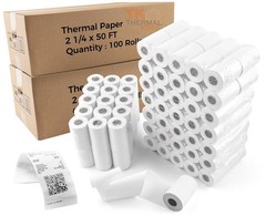 2 1/4×50 200 Rolls Thermal Receipt Paper Rolls POS Cash Register Printer