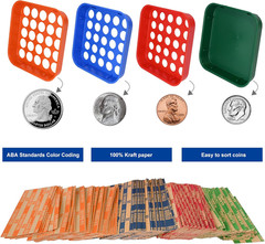 ESSENTIAL Coin Sorters Tray-4 Color-Coded Coin Sorting Tray with 160 Assorted C