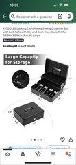 KYODOLED Locking Cash/Money Saving Organizer Box with Lock Safe with Key and Cas