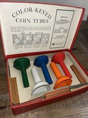 Vntg MMF Color-Keyed Manual CounterCoin Tubes/Original Box & 210+ Coin Wrappers