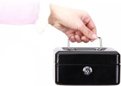 Cash Box with Money Tray, Small Money Box with Key Lock, 6″ x 4 4/5″ x 3″, Black