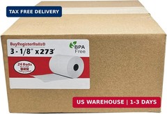 (24 Extra Large Rolls) 3 1/8 x 273 Thermal Paper Receipt Rolls fits all Clover P