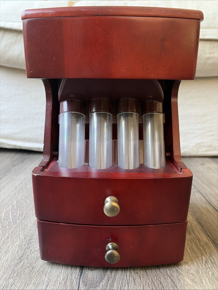 MAGNIF Deluxe Coin Sorter Wood CLASSIC CHERRY Box Lid Tubes Drawers TESTED