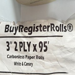 3″ x 95′ 2-Ply White & Canary CARBONLESS POS RECEIPT PAPER ROLLS 3 Rolls