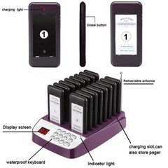 Pager Restaurant System 16 Buzzers Vibration Flashing Wireless Calling Guest …