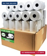 Phenol Free Thermal Paper 3 1/8″ x 230′ ft (Also BPA & BPS Free – 50 Rolls) Clim