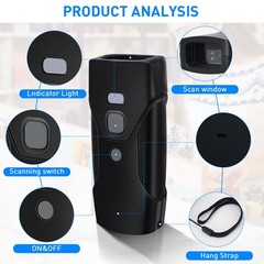 Bluetooth Barcode Scanner,Mini 2D Portable Wireless Barcode Scanner 3-in-1 Bl…