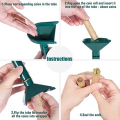 Coin Sorter Tube & Tray – 4 Color Coded Separator Trays and…