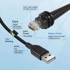 2*2M USB to RJ45 Scanner Straight Cable For Honeywell 1900G-SR 1902G-HD 1902G-SR