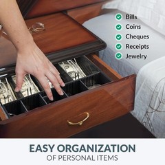 Stainless Steel Cash Drawer Tray – 11.7×10.3 Inch, 4 Bill & 5 Coin Compartment