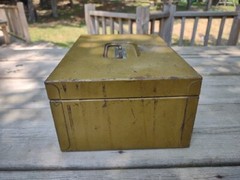 Vintage ASCO Art Steel Co New York OD Olive Drab Metal Safe Deposit Box NO KEY
