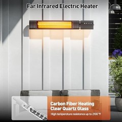 Sundate 1500W Infrared Patio Heater, WiFi App, 9 Heat Levels, 24H Timer | Waterp