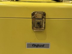 UNIQUE VINTAGE Yellow Oxford Metal Medication LOCKBOX-Antique
