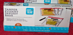 75 Tamper Evident Deposit Bags 9″ by 12″ 3 boxes of 25 NEW, Unopened, unused.