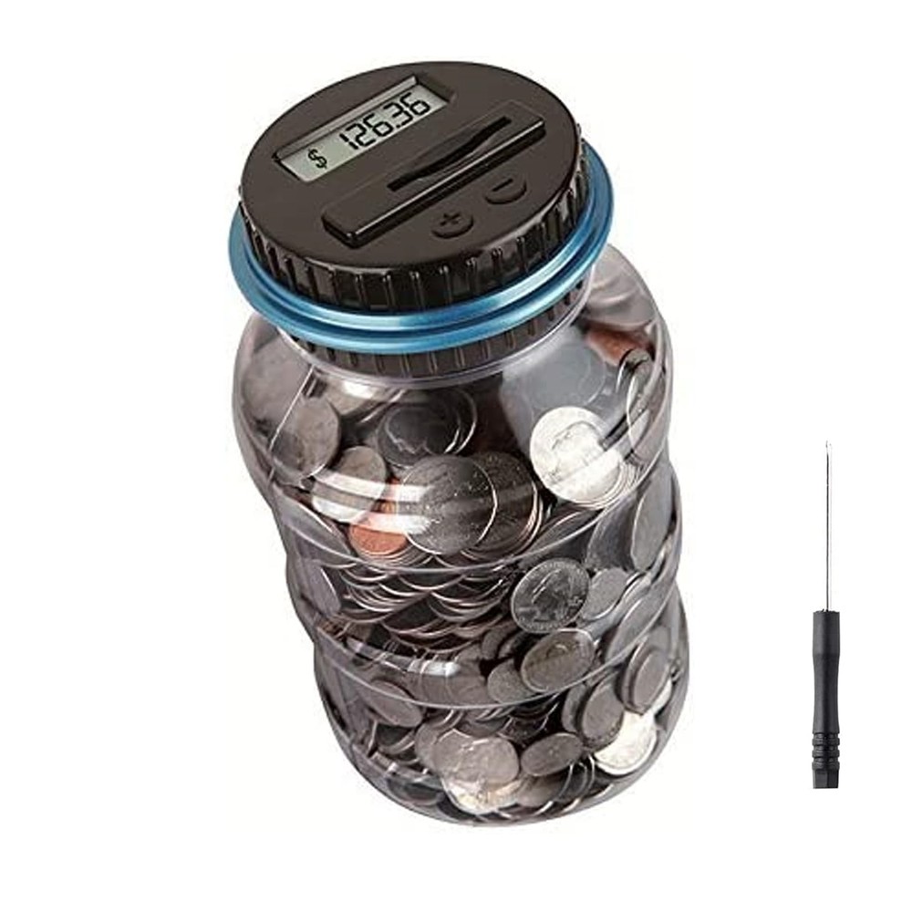 Coin Piggy Bank Saving Jar, Digital Coin Counter with LCD Display Large Capac…