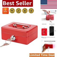 Lightweight Red Metal Coin Bank with Key Control – Safe Storage for Valuables