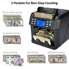 Mixed Denomination Bill Counter Sorter Machine Cash Money Currency Counting ZZap
