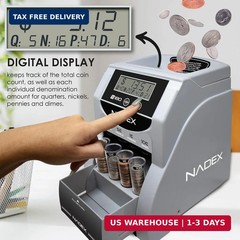 Nadex S180 Digital Coin Sorter and Counter – Displays Total and Denomination Val