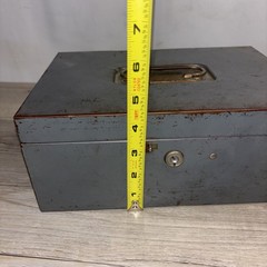 Vintage ASCO Art Steel Co New York Drab Metal Safe Deposit Box Patina No Key