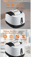 ienRon Thermal Receipt Printer, 58mm Max-Width Pos Printer with High-Speed Print