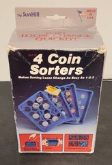 Vtg 1990 “Set of 4 Coin Sorters” by Sun Hill Made in USA w/Original Box