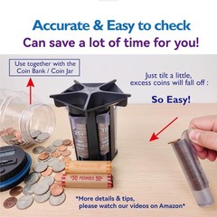 Change Sorter Tube Coin Counter with Coin Wrappers, 5-in-1 Coin Sorter Change…