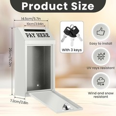 Durable Metal Cash Box with Key Lock – Ideal for Self-Serve Stands, White Finish