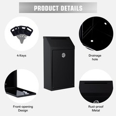 Sumerfnt Locking Cash Box with Lock and Slot, Metal Money Drop Box with 4 Key…