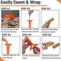 Budgetizer 100 Multicolored Coin Wrappers and Sorting Tubes Value Pack