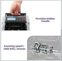 New AL1000 Money Counter Machine w/Value Counting, Support Dollar & Euro, UV, M