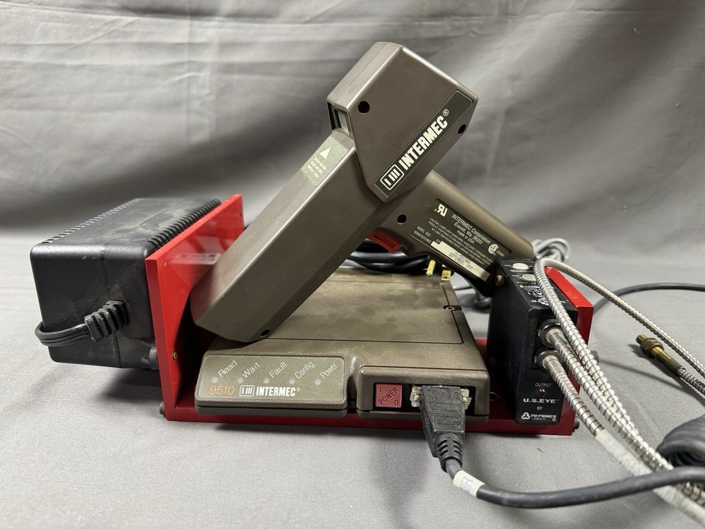 Vintage Intermec 9510 Barcode Reader & 1620 Laser Scanner + Fiber Optic Delay