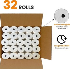 (32 Rolls) 2 Ply Kitchen Printer Paper White/Yellow Carbonless Rolls 3″ x 95′