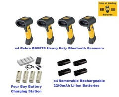 (4) Zebra DS3578 Heavy Duty Bluetooth 2D/1D/QR Barcode Scanners | iOS + Android