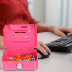 4 Pieces Money Box Cash Box with Lock and Slot Steel Organizer Piggy Bank Metal