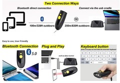 TEEMI TMSL-54CR Bluetooth 2D Barcode Scanner Pocket Handheld w/ Dock – Black
