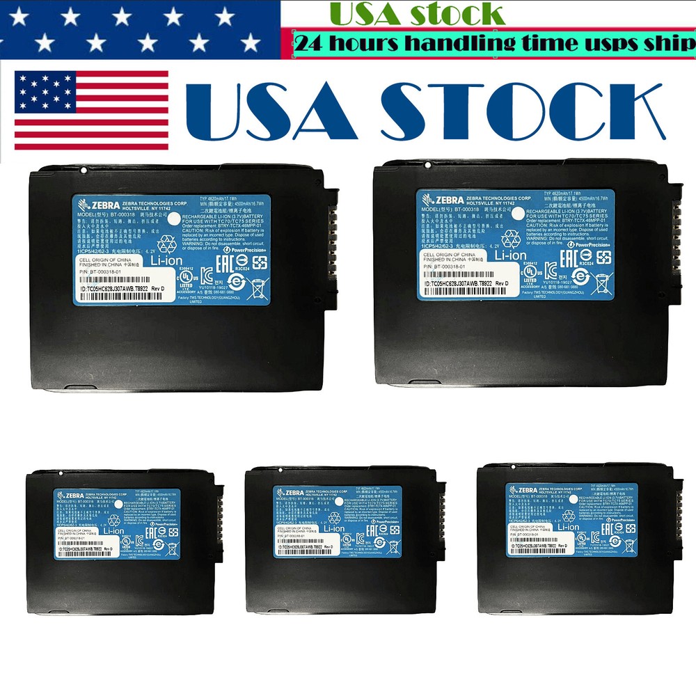 5pcs New Genuine BT-000318-01 Battery for Zebra TC77 TC55 TC70 TC72 TC75