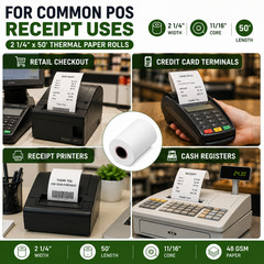 2 1/4×50 200 Rolls Thermal Receipt Paper Rolls POS Cash Register Printer