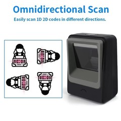 Handsfree 2D 1D Barcode Scanner, QR Omnidirectional Desktop Bar Code Reader Used
