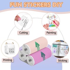 9 Rolls Mini Thermal Sticker Paper for Mini Inkless Printer (3 Rolls of White…