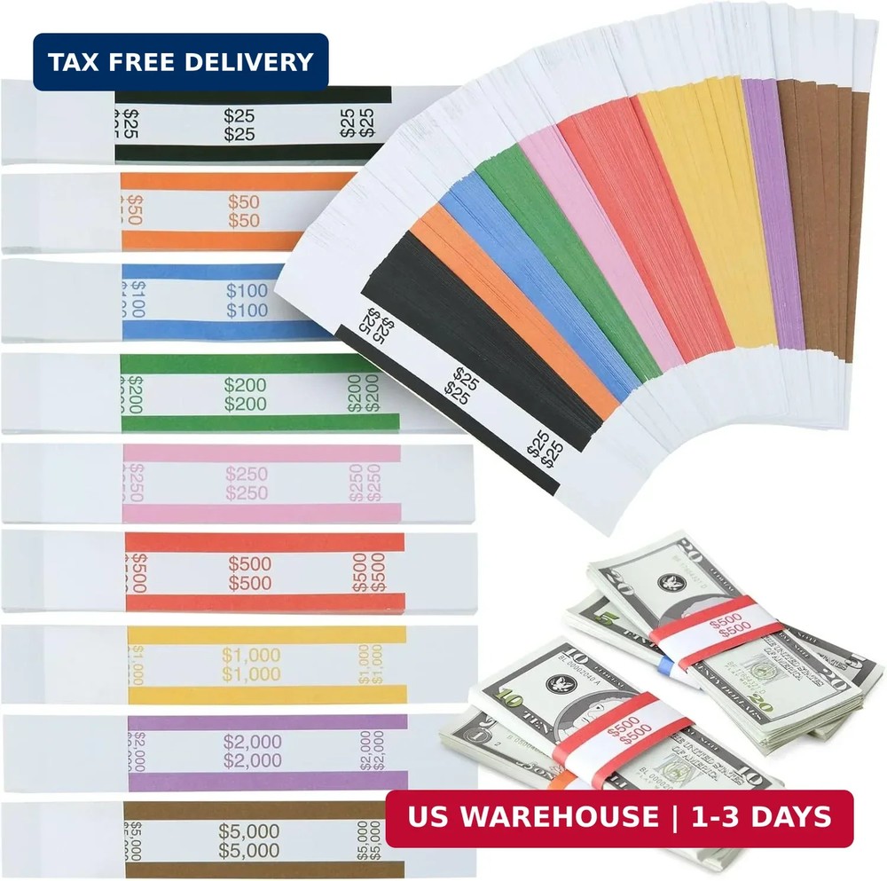 300 Pack Self Adhesive Currency Straps Money Bands for Bills Wrappers Sorting US